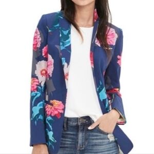 Banana Republic Blue Floral Blazer Jacket Size 12 | Workwear Statement Jacket